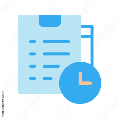 Flat vector document deadline icon in light blue tones