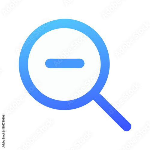 Blue Zoom Out Icon with Minus Symbol and Gradient