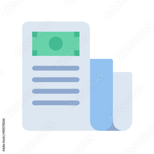 Invoice payment document with receipt in light blue theme