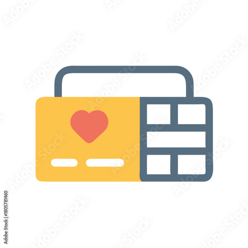 Stylized medical record with heart on yellow background