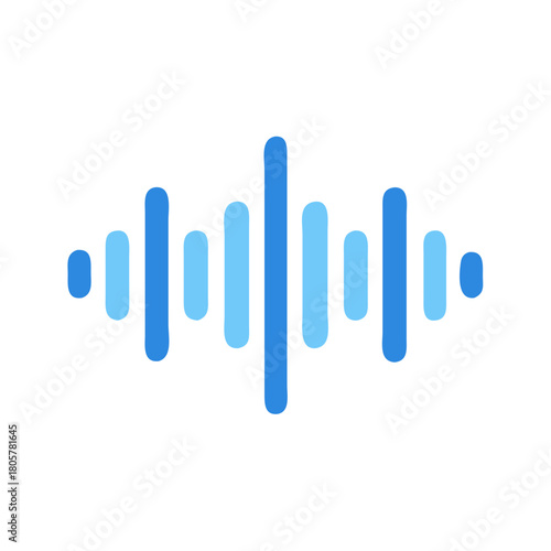 Blue waveform signal on black background, sound graphic depiction