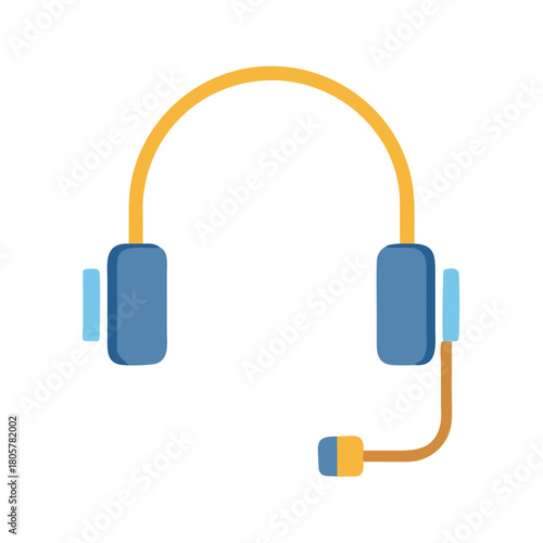 Flat design headset illustration isolated on a black background