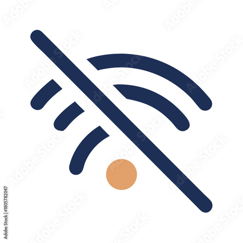 No Wi-Fi connection symbol with diagonal line on black background