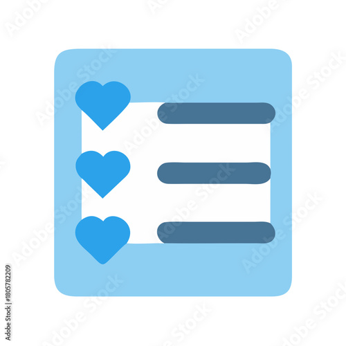 Flat design icon of a liked list with hearts