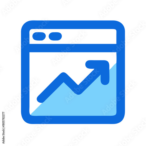 Growth chart on web page shows upward trend vector