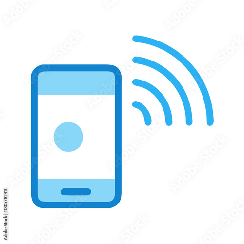 Stylized smartphone icon emitting signal waves on black background