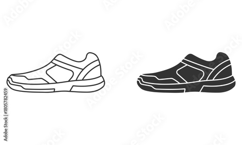 Athletic Shoe Illustration: A modern illustration of a sleek athletic shoe, perfect for fitness and sports enthusiasts, emphasizing comfort and performance.