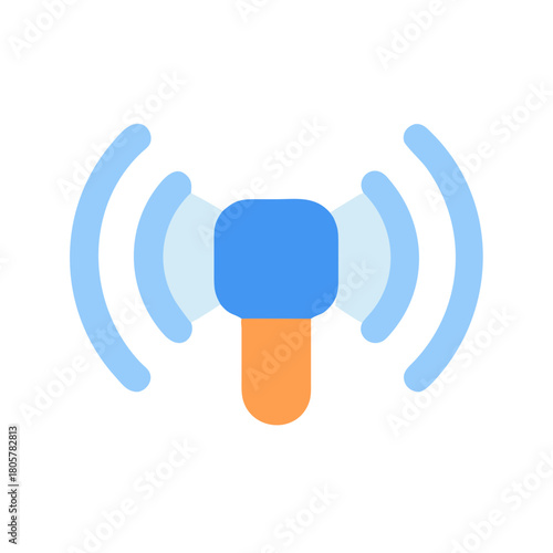 Wi-Fi signal symbol in blue and orange on black