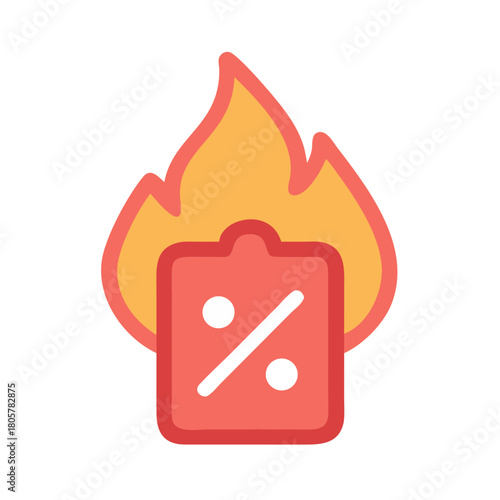 Flaming hot deals icon for promotional sale campaigns