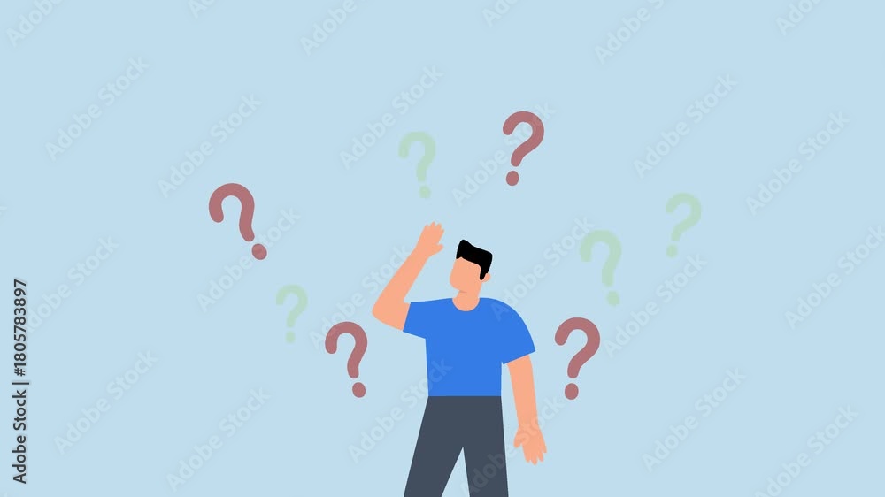 Ask questions - Ask questions, 4k animation contemplation businessman ...