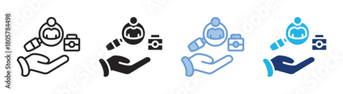 Recruitment manager icon set multiple style collection