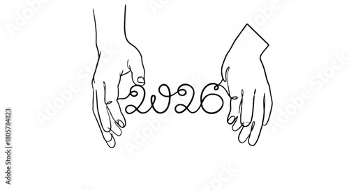 Hands holding the glowing script of 2026, creating a modern, hopeful vision for the future with a touch of minimalistic design for various creative projects