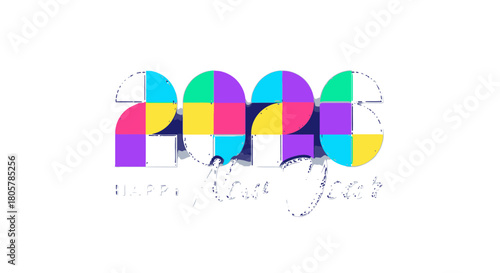 Celebrate 2026 New Year with a colorful and cheerful graphic design, perfect for festive banners and holiday greeting cards, bringing joy and excitement