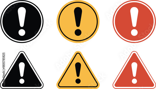 Warning Signs Icons Exclamation Marks Symbols