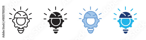Brainstorming icon set multiple style collection