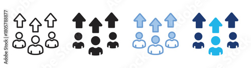 Human resources icon set multiple style collection