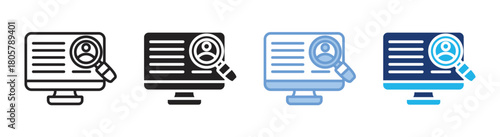 Online recruitment icon set multiple style collection