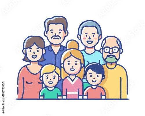 Big happy multi-generational family siblings relatives portrait