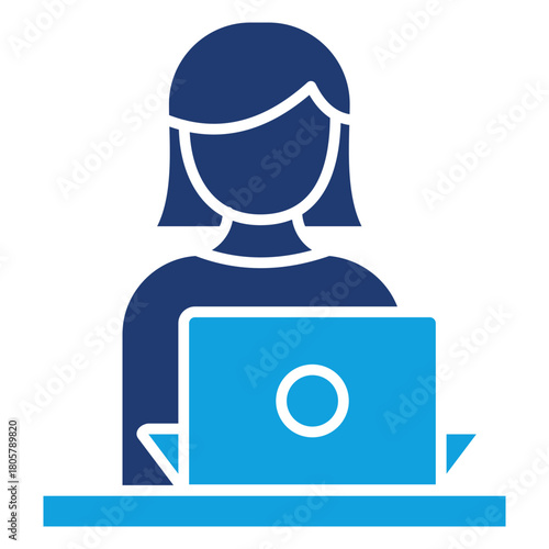 Distance Learning Flat Blue Icon
