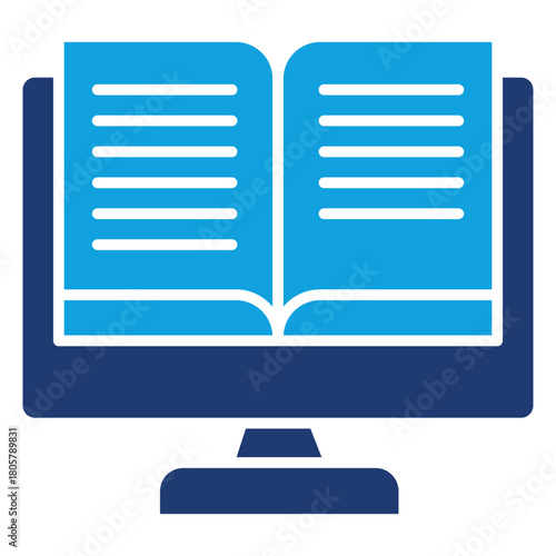 Online Reading Flat Blue Icon