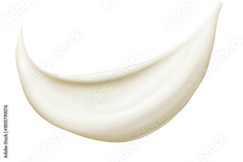 A smooth. creamy swirl of white substance resembling a dollop of whipped cream or frosting. artistically placed on a transparent background. perfect for culinary or beauty-related designs