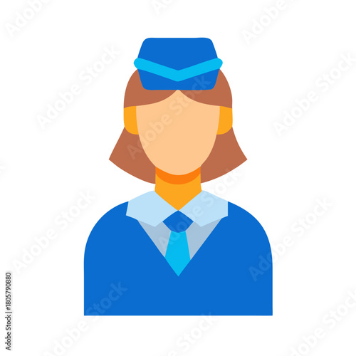 Flat design icon of a female flight attendant figure
