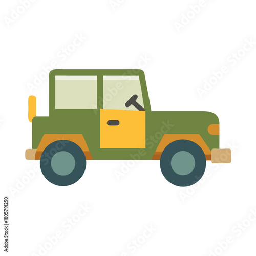 Flat vector illustration of a vintage off road vehicle