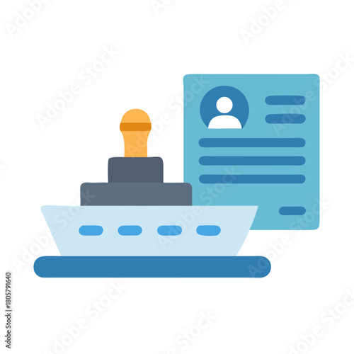 Icon of a cruise ship with personal profile behind