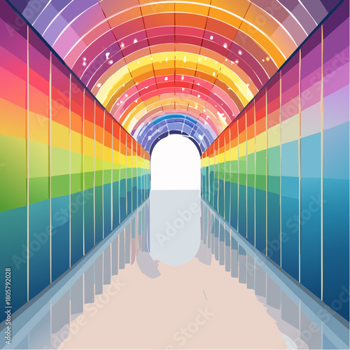 A colorful tunnel with lights
1