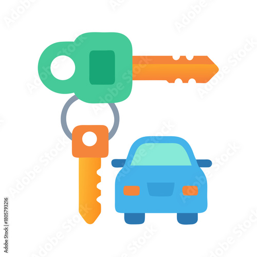 Car keys with automobile depicted on a black backdrop