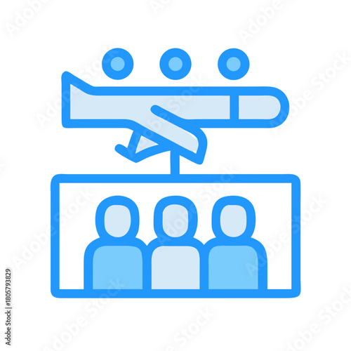 Airline crew selection process with plane icon graphic design