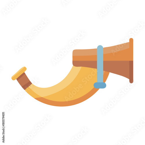 Traditional hunting horn isolated against black background visual design