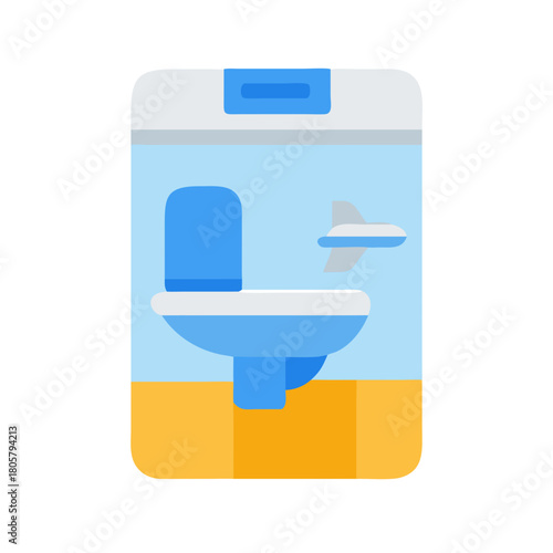 Airplane lavatory stall simple graphic icon for travel