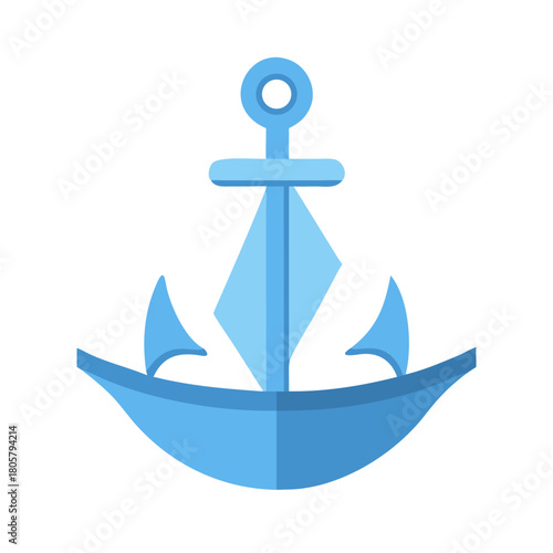 Minimalist light blue anchor illustration on a black background