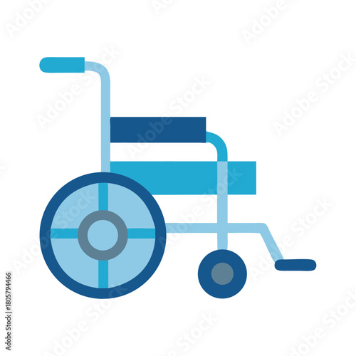 Wheelchair illustration in blue tones on a black backdrop