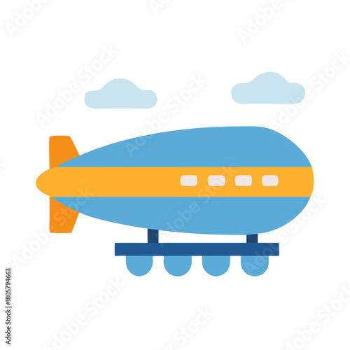 Flat illustration of vintage blimp in the sky