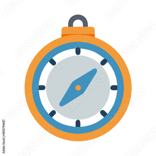 Flat vector illustration of a classic compass on black