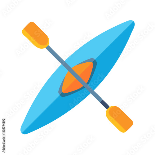 Stylized illustration of a kayak with paddle on black