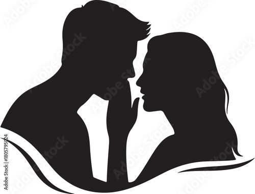 Whispering Couple Silhouette | Valentine Love Illustration