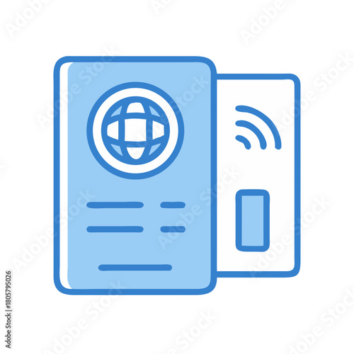 Passport and contactless payment card for travel convenience icon