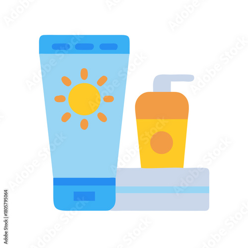 Summer essentials: sunscreen tube and lotion bottle illustration