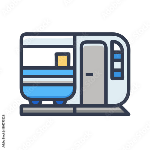 Modern subway train illustration on a black background style