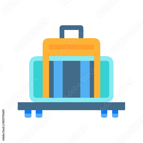 Flat design baggage on cart icon with black background