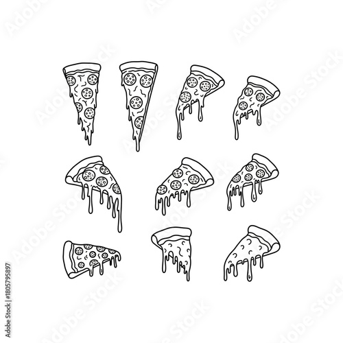 A grid of twenty simple black and white icons representing different styles of burgers and cheeseburgers.