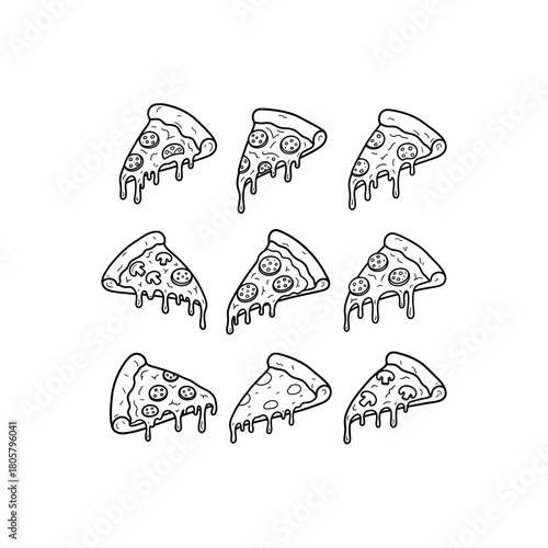 A grid of twenty simple black and white icons representing different styles of burgers and cheeseburgers.