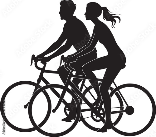 Bicycle Couple Silhouette | Valentine Date Illustration