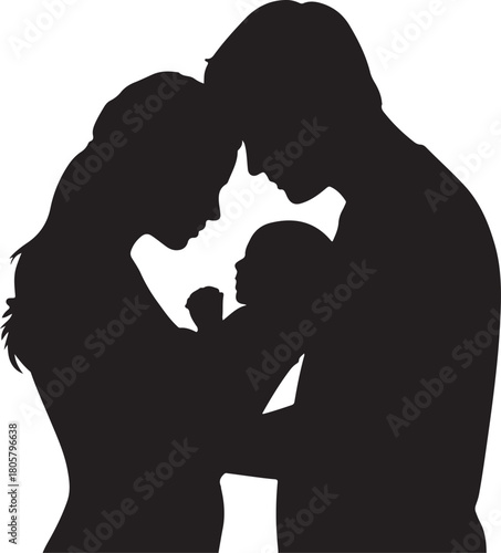 Family Couple Silhouette | Valentine Family Love Illustration