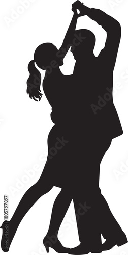 Ice Skating Couple Silhouette | Winter Valentine Illustration
