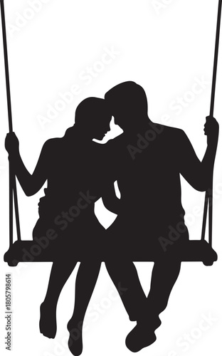 Swing Couple Silhouette | Valentine Romantic Scene