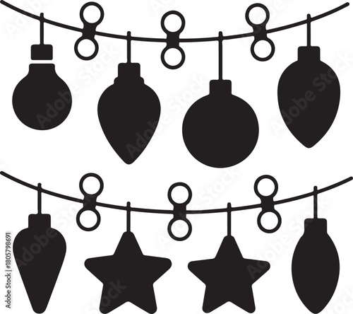 Christmas Ornament Silhouettes on a String